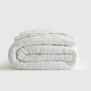 QUINCE Organic Airy Gauze Box Quilt Twin White 4067